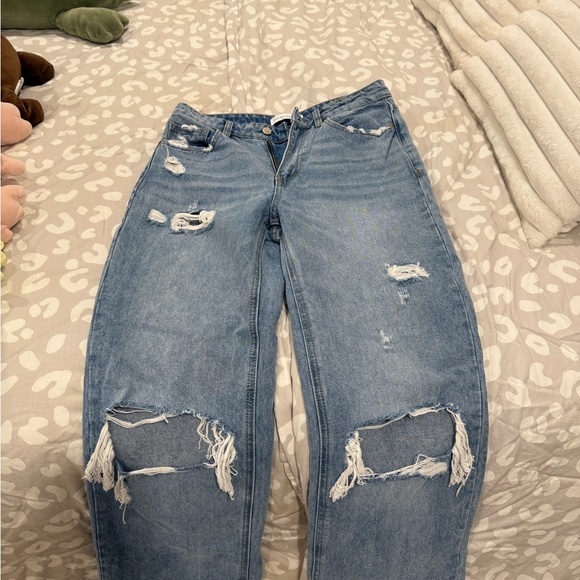 Flying Monkey Light Blue Distressed Boyfriend Jeans - Picture 1 of 2